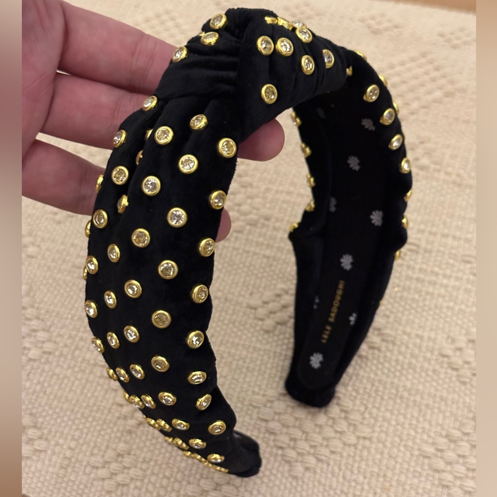Lele Sadoughi Velvet Knotted Headband with Rhinestones